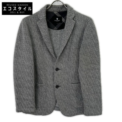 BURBERRY BLACK LABEL Grey Cotton Herringbone 2B Single Jacket Jacket M