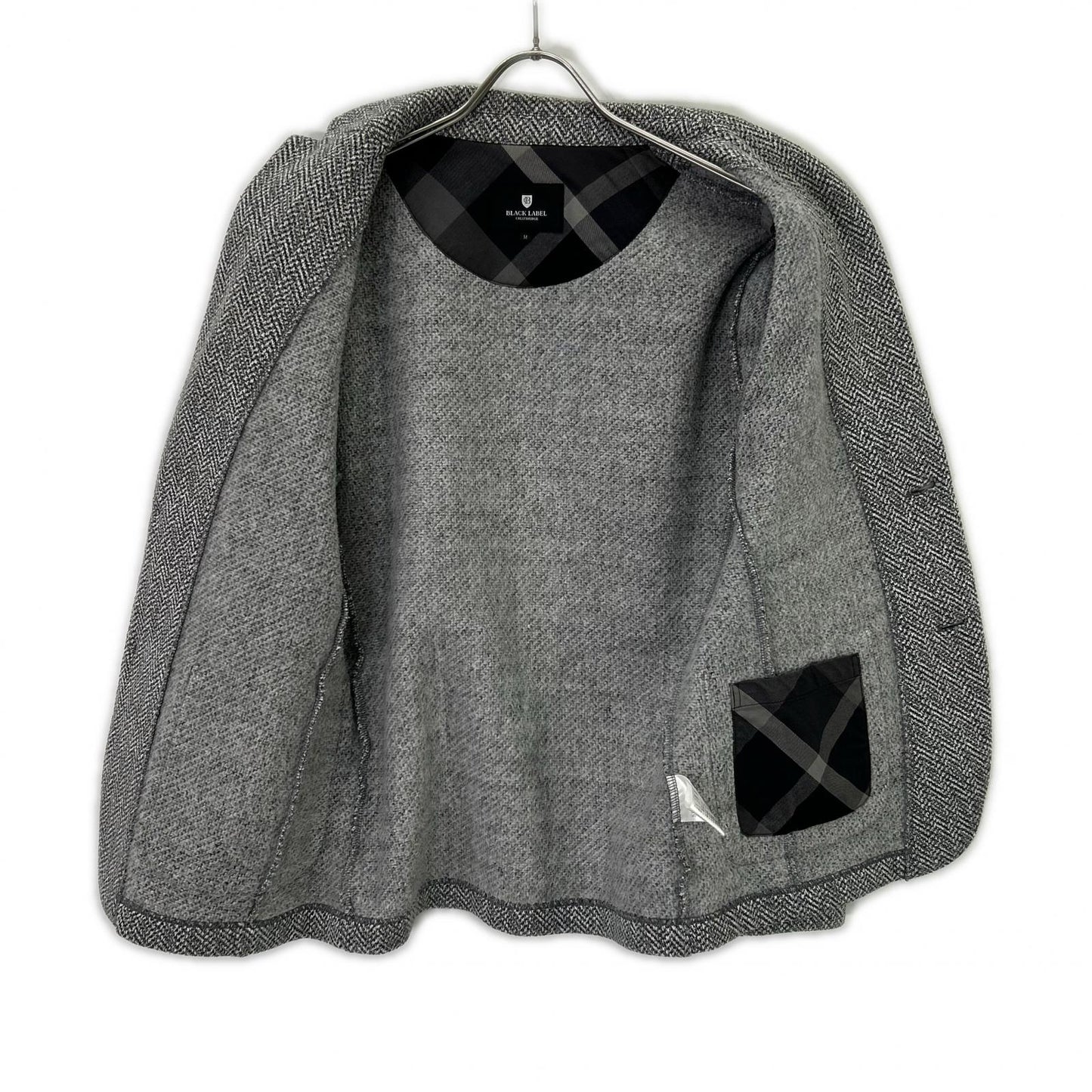 BURBERRY BLACK LABEL Grey Cotton Herringbone 2B Single Jacket Jacket M