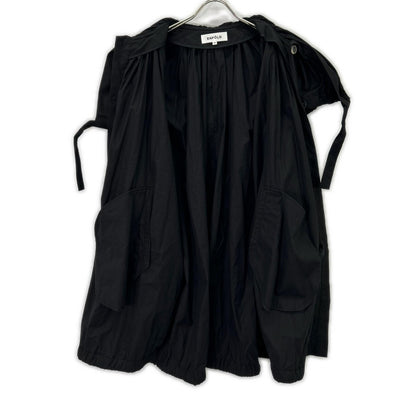 ENFOLD 300ES930-1830 Black Cotton x Silk Typewriter Circus Tunic Long Jacket