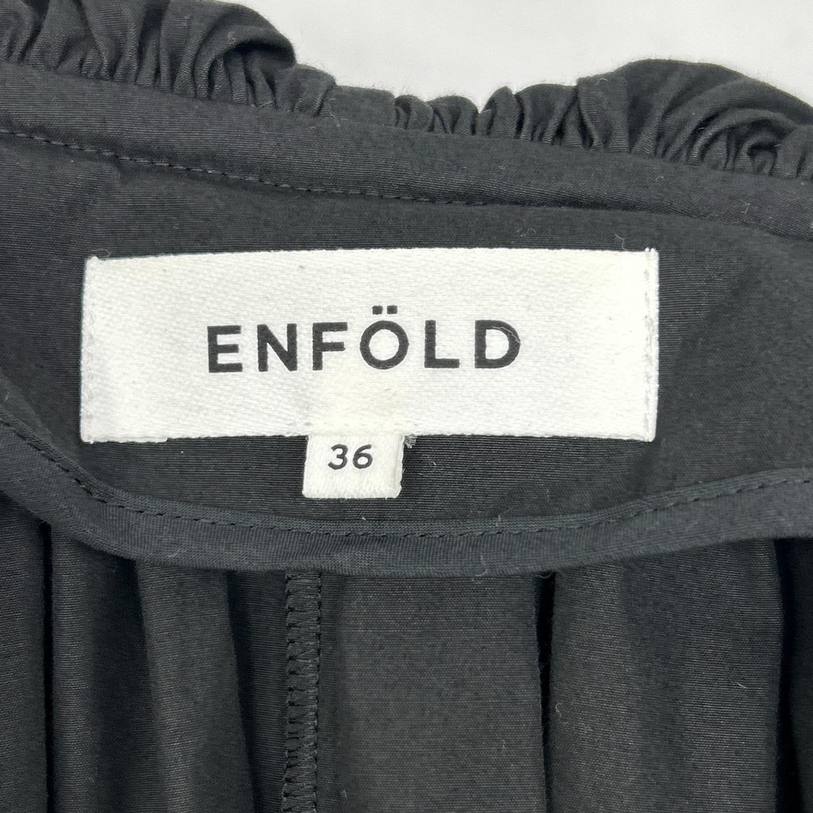 ENFOLD 300ES930-1830 Black Cotton x Silk Typewriter Circus Tunic Long Jacket