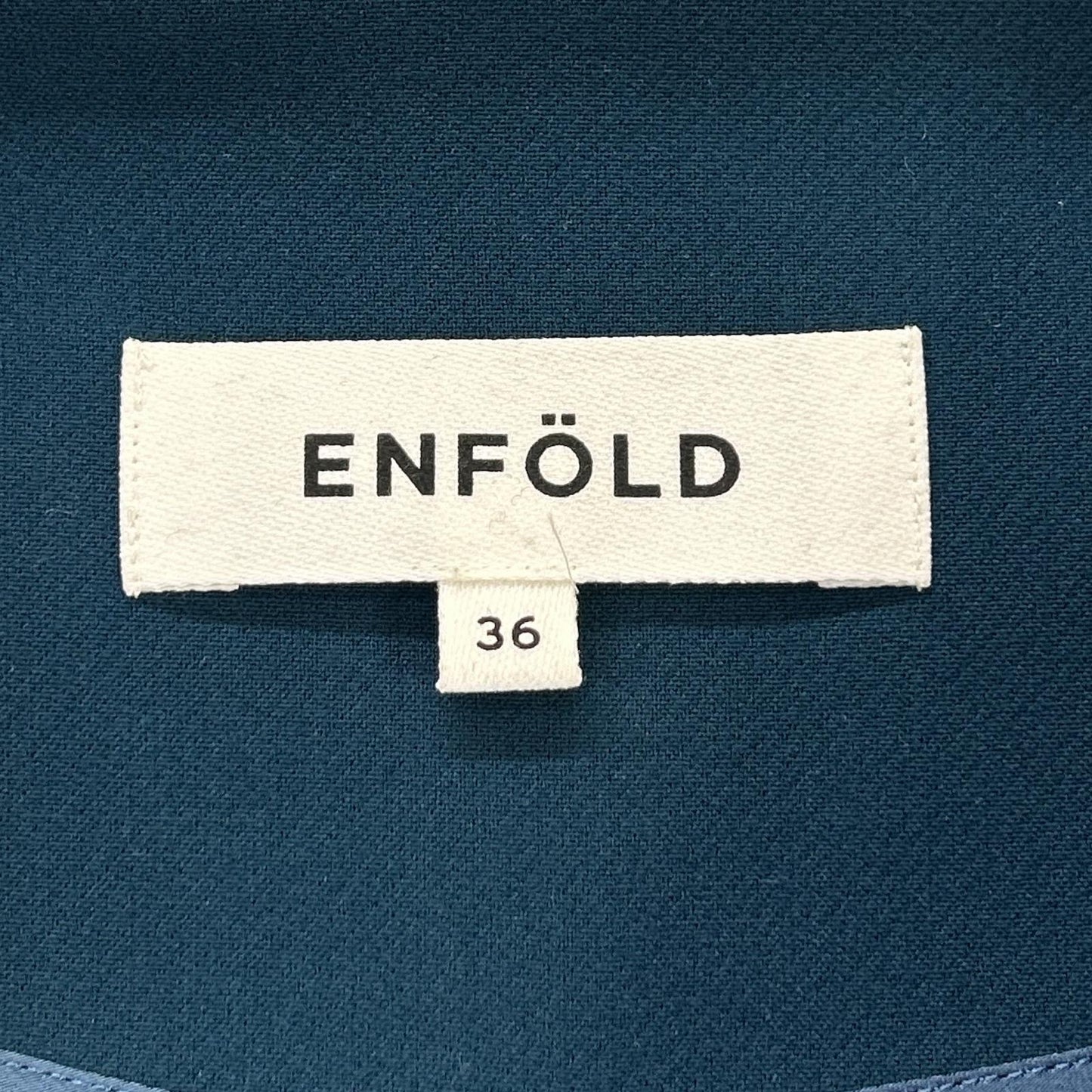 ENFOLD エンフォルド 300CA333-3050 ブルー スポンジダブルクロス スリットVネックドレスワンピース ワンピース