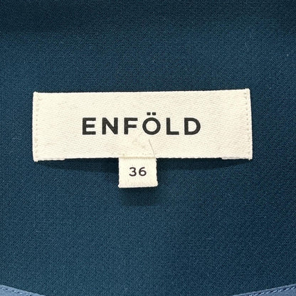 ENFOLD エンフォルド 300CA333-3050 ブルー スポンジダブルクロス スリットVネックドレスワンピース ワンピース