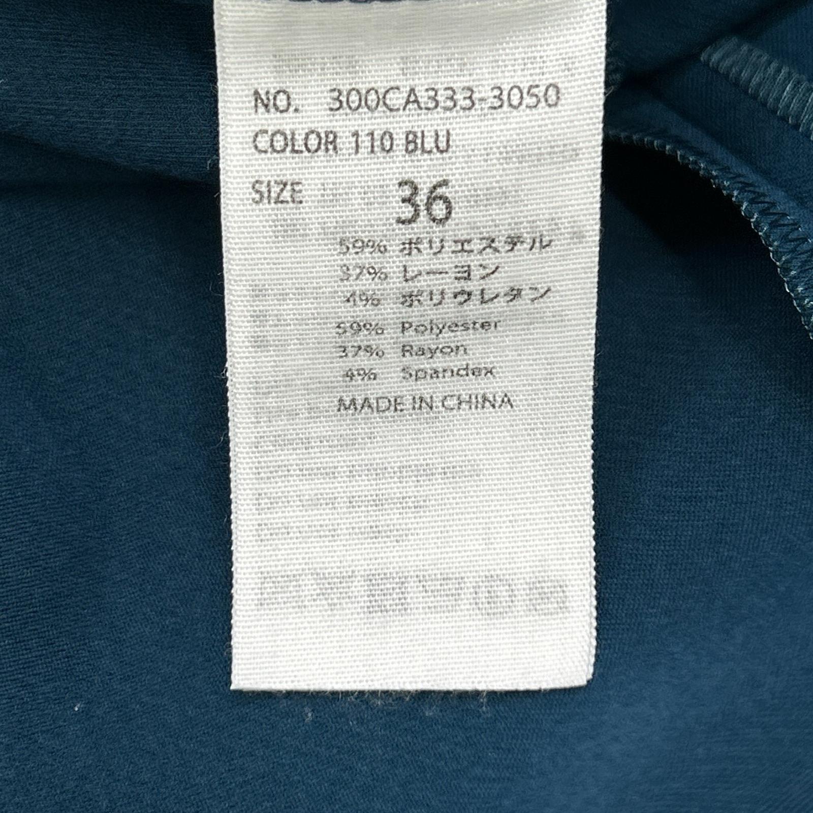 ENFOLD エンフォルド 300CA333-3050 ブルー スポンジダブルクロス スリットVネックドレスワンピース ワンピース