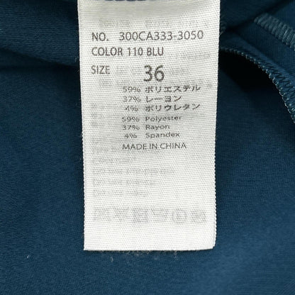 ENFOLD エンフォルド 300CA333-3050 ブルー スポンジダブルクロス スリットVネックドレスワンピース ワンピース