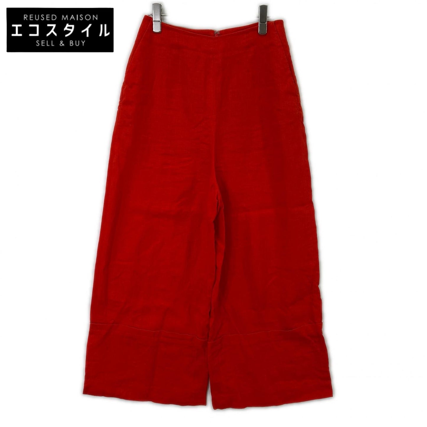 ENFOLD 300BS431-3980 Orange Linen Wide Long Pants Bottoms 38