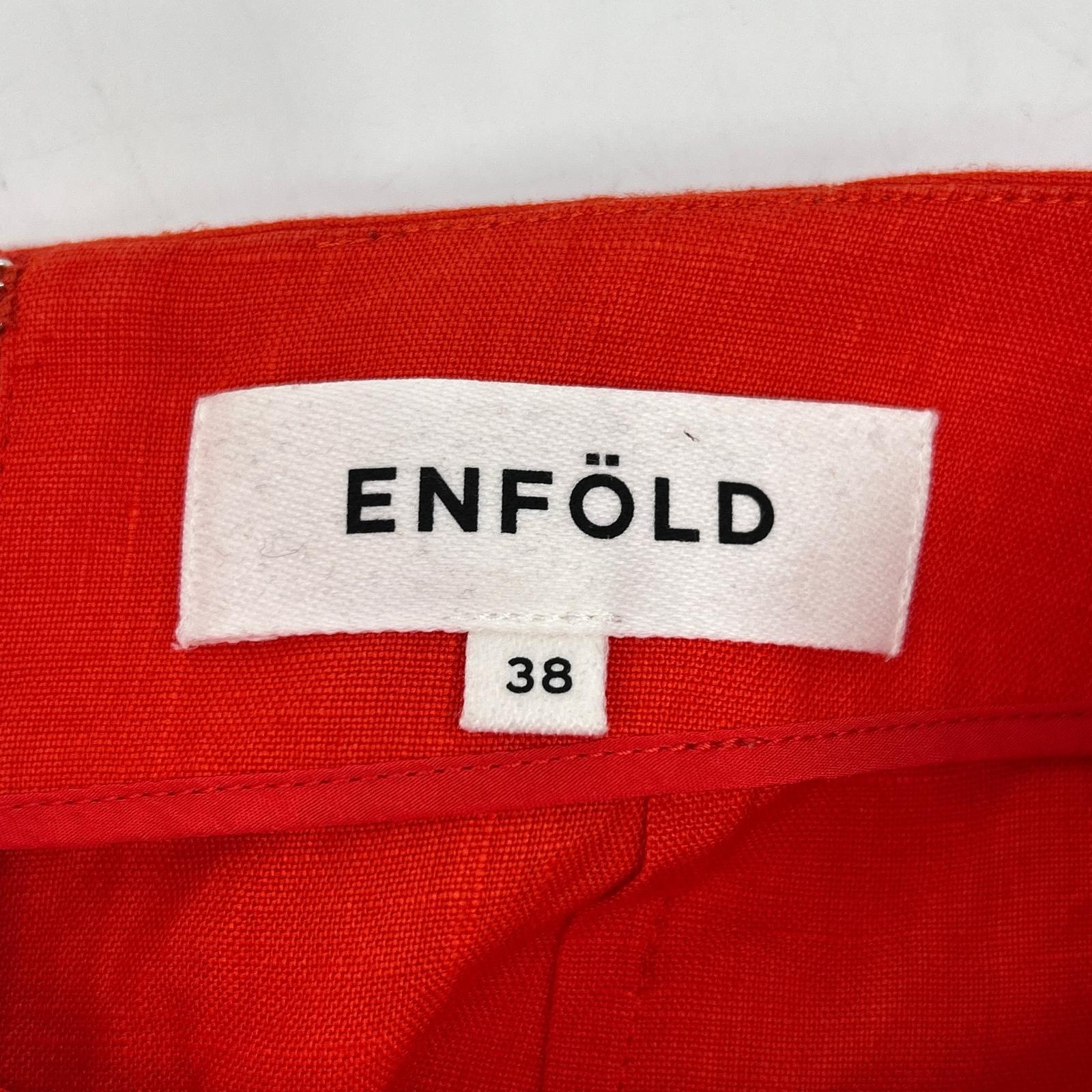 ENFOLD 300BS431-3980 Orange Linen Wide Long Pants Bottoms 38