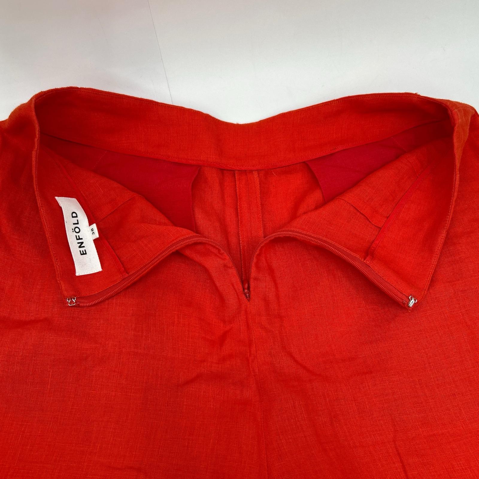 ENFOLD 300BS431-3980 Orange Linen Wide Long Pants Bottoms 38