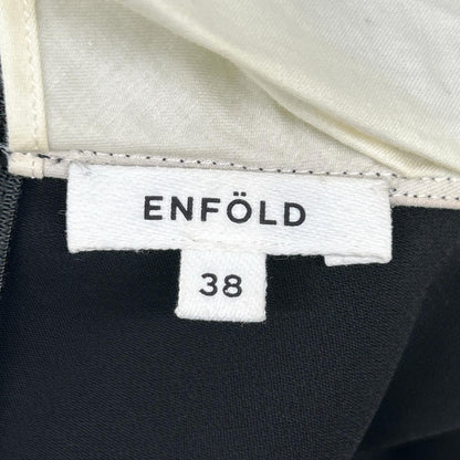 ENFOLD エンフォルド 300GS433-0160 ブラック×ホワイト ポリエステル スリットデザイン レイヤードドレスワンピース ワンピース