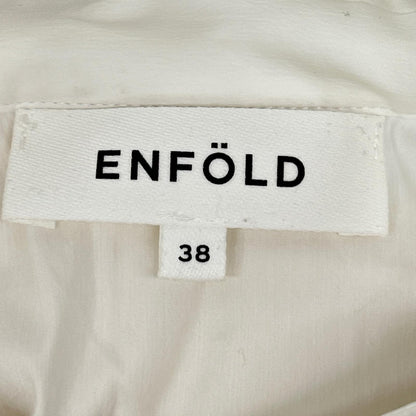ENFOLD エンフォルド 300CS270-0590 ホワイト×ベージュ アシンメトリーテールカット シャツブラウス トップス