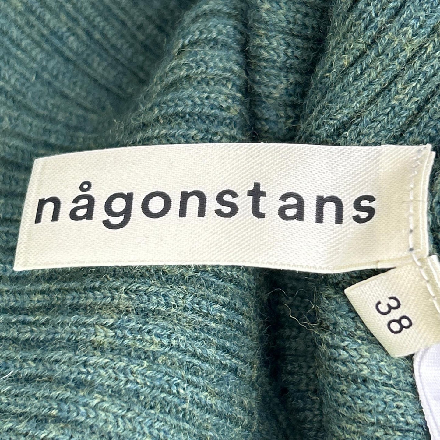 nagonstans ナゴンスタンス 470BA373-6510 グリーン ウール×ナイロン オープンネック リブニットワンピース ワンピース
