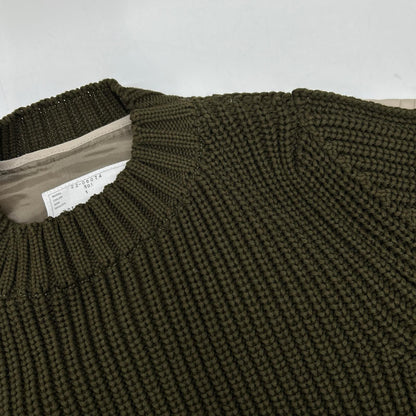 sacai サカイ 22SS 22-06074 オリーブ×ベージュ MA-1ドッキング ニットプルオーバー トップス