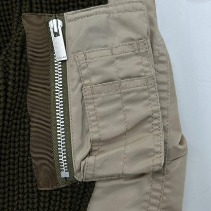 sacai サカイ 22SS 22-06074 オリーブ×ベージュ MA-1ドッキング ニットプルオーバー トップス