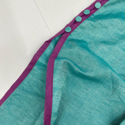 MYLAN MY21SS-OP017 Blue x Purple Linen Silk Side Button Robe Dress