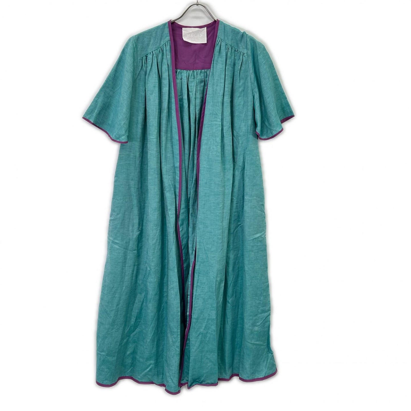 MYLAN MY21SS-OP017 Blue x Purple Linen Silk Side Button Robe Dress