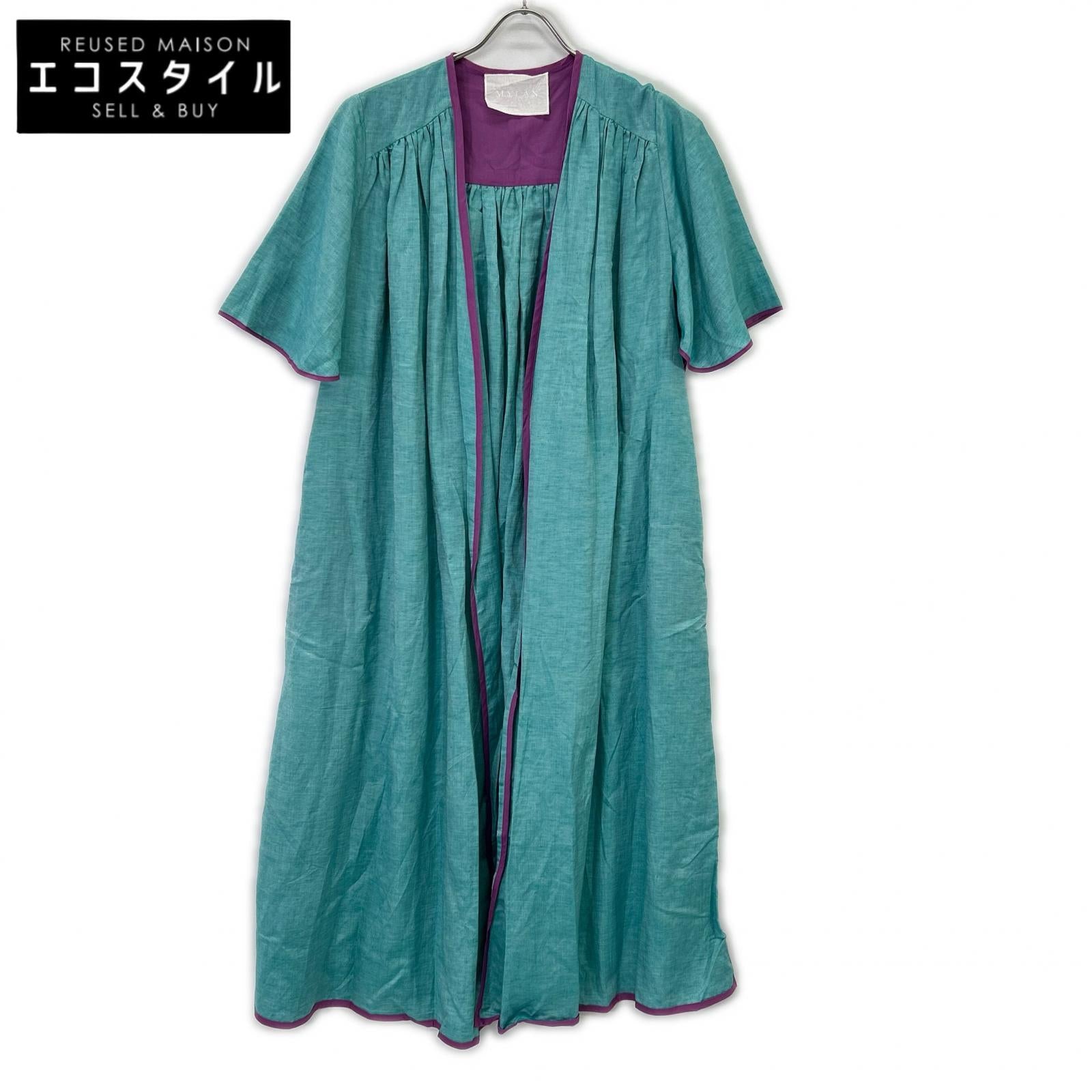MYLAN MY21SS-OP017 Blue x Purple Linen Silk Side Button Robe Dress