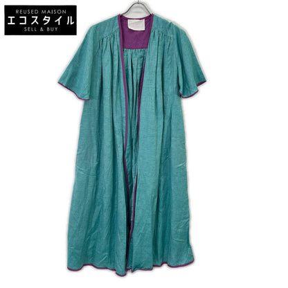 MYLAN MY21SS-OP017 Blue x Purple Linen Silk Side Button Robe Dress