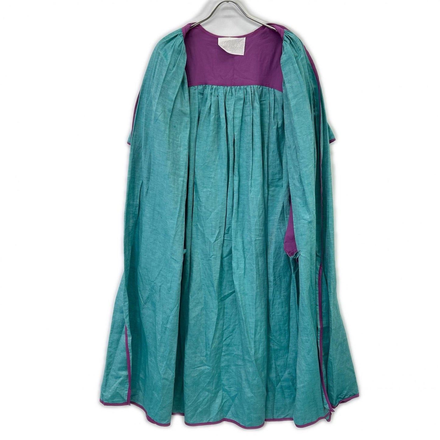 MYLAN MY21SS-OP017 Blue x Purple Linen Silk Side Button Robe Dress
