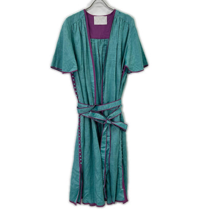 MYLAN MY21SS-OP017 Blue x Purple Linen Silk Side Button Robe Dress