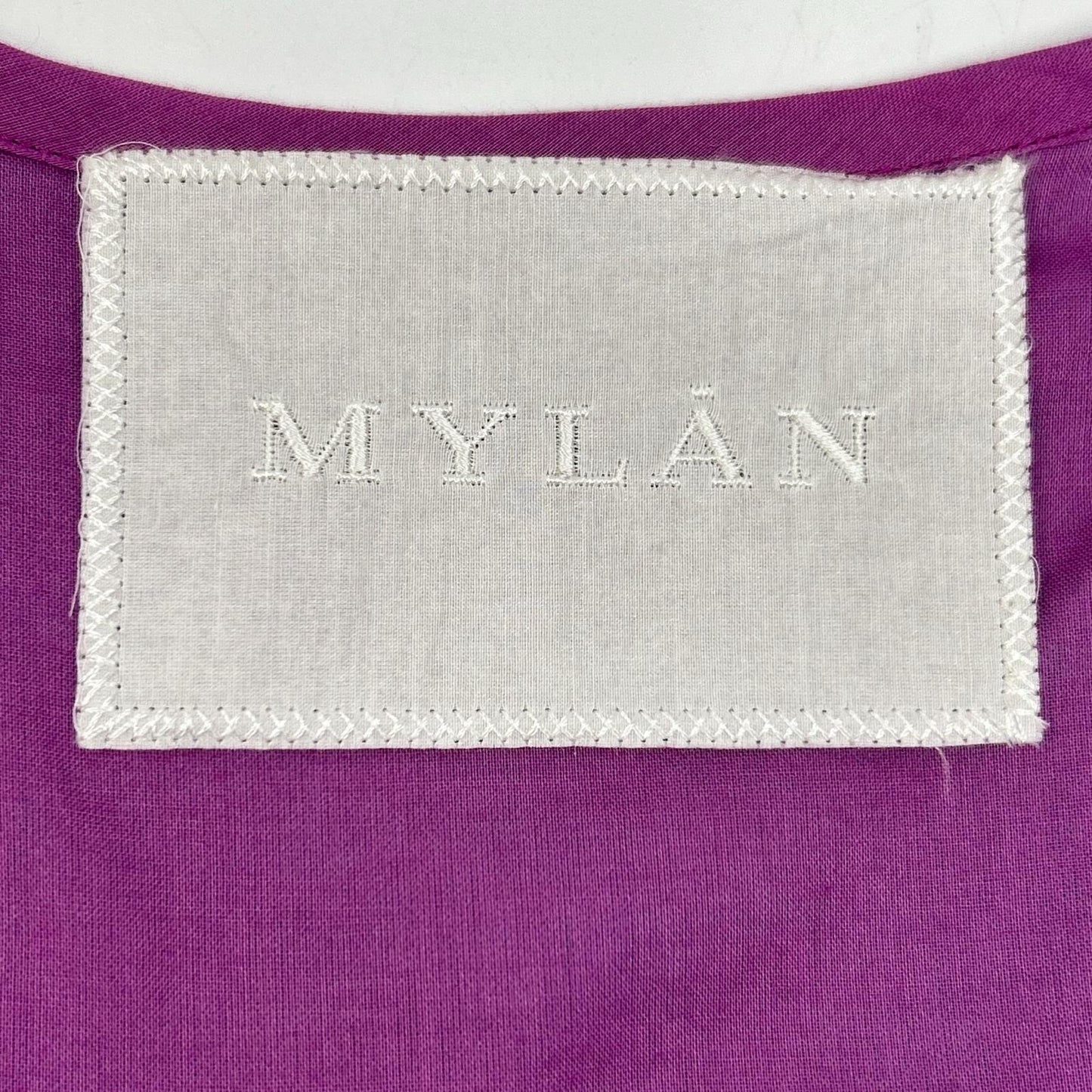 MYLAN MY21SS-OP017 Blue x Purple Linen Silk Side Button Robe Dress