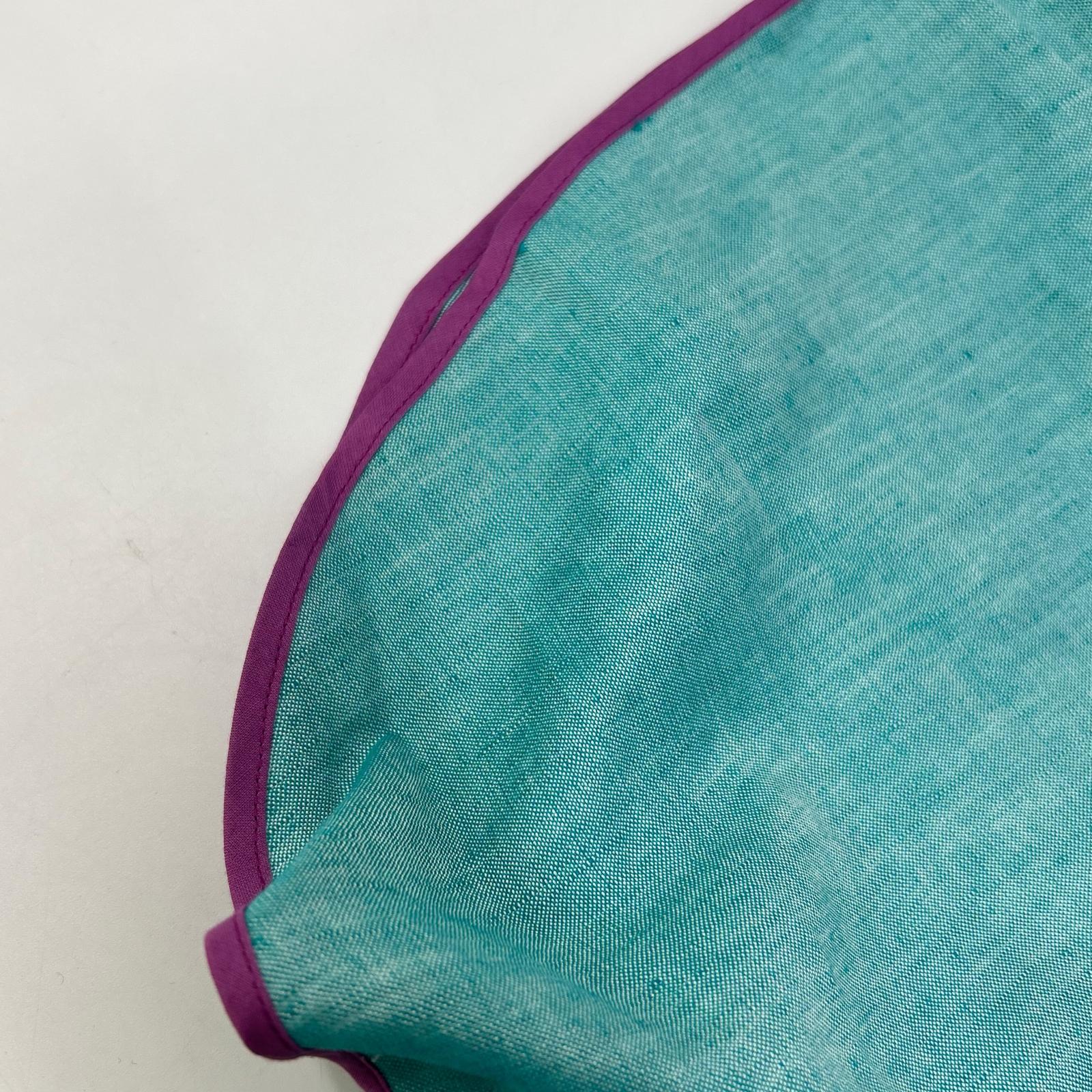MYLAN MY21SS-OP017 Blue x Purple Linen Silk Side Button Robe Dress