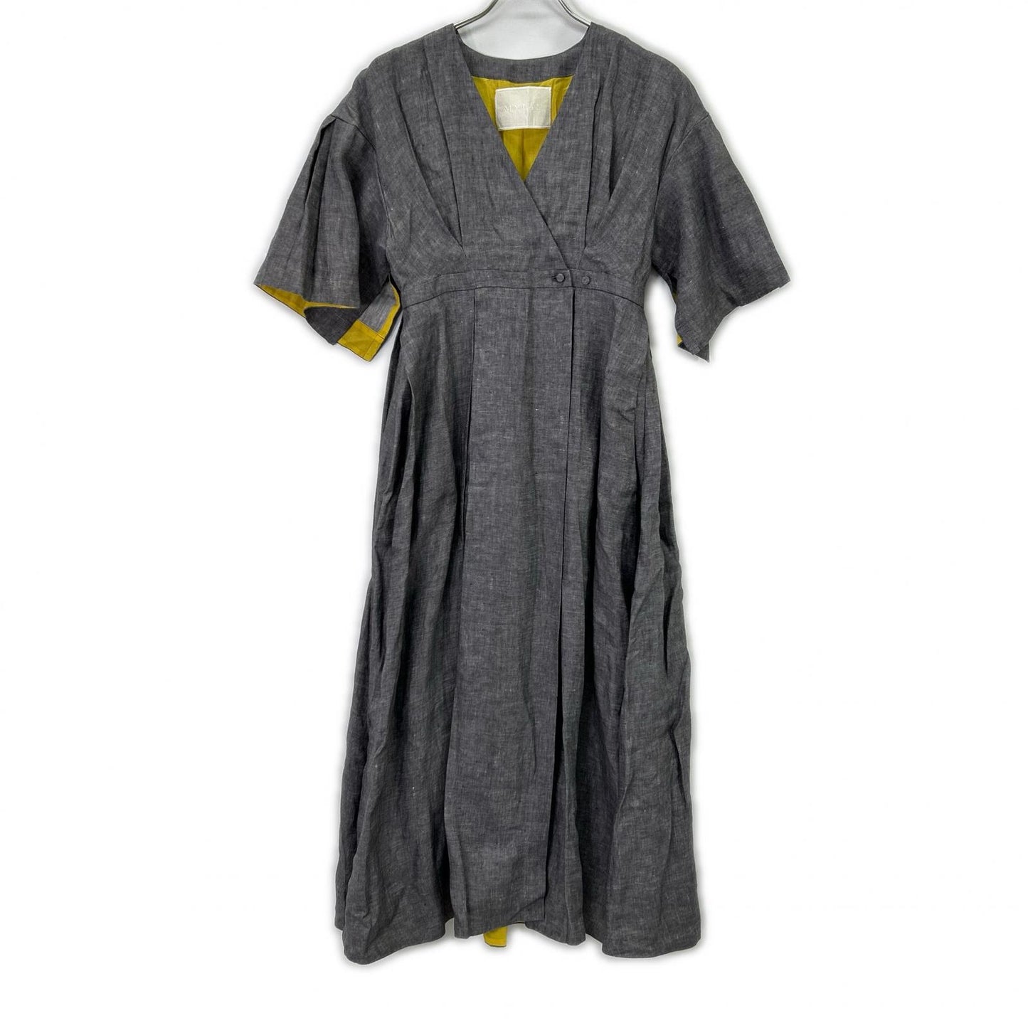 MYLAN マイラン MY21SS-OP021 ストーン/グレー パガニーニ社製リネン Box Pleated Dress/ボックスプリーツドレスワンピース ワンピース