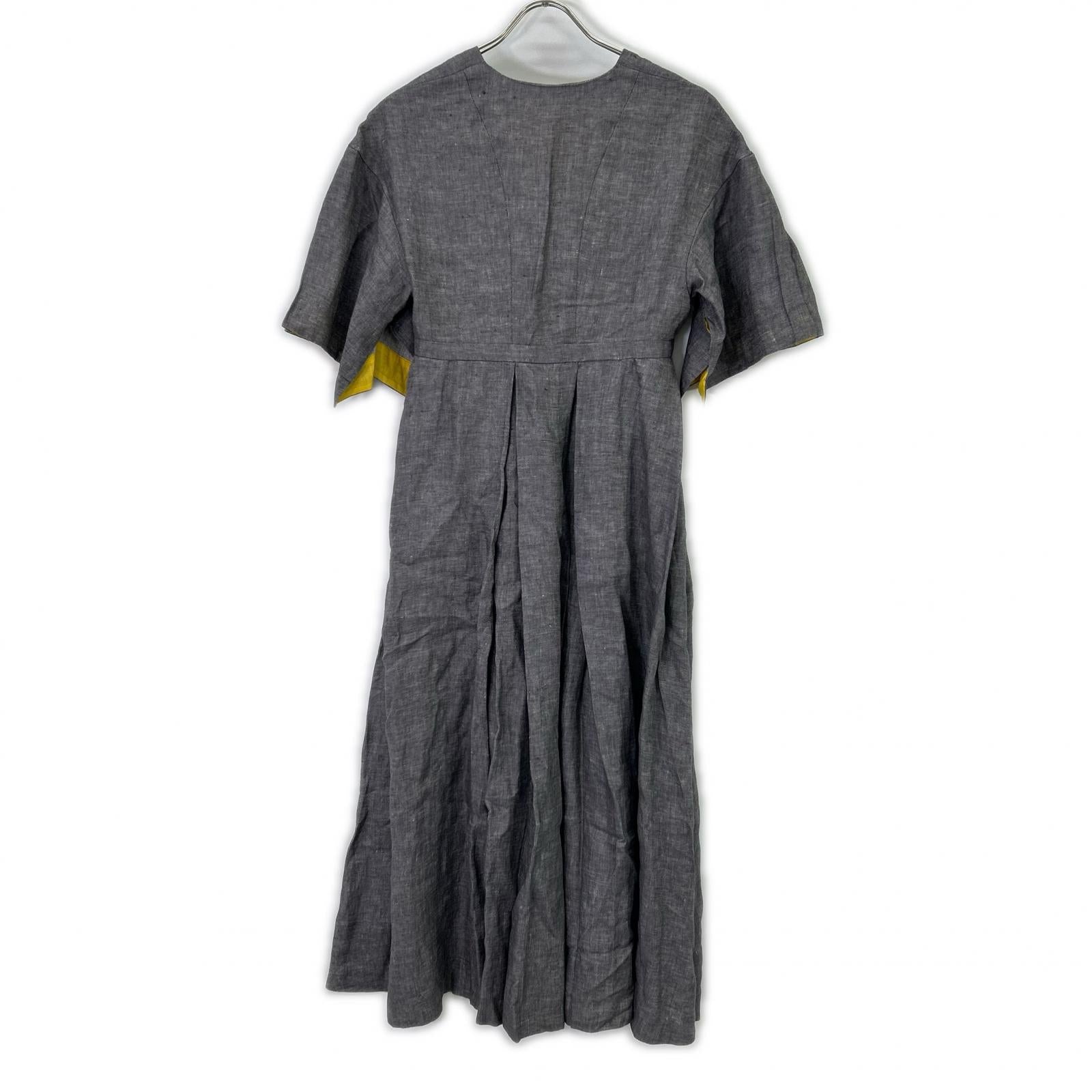 MYLAN マイラン MY21SS-OP021 ストーン/グレー パガニーニ社製リネン Box Pleated Dress/ボックスプリーツドレスワンピース ワンピース