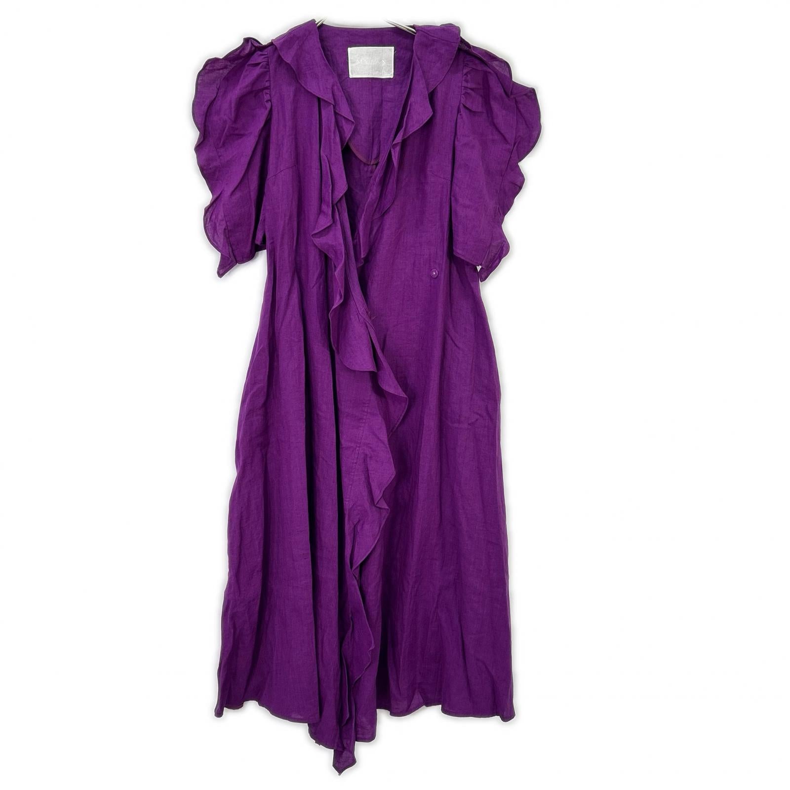 MYLAN MYLAN MY19SS-OP029 Purple Paganini Linen Belted Ruffle Dress