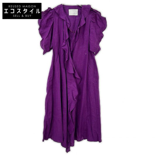 【SALE】 MYLAN マイラン MY19SS-OP029 パープル パガニーニ社製リネン ベルテッド ラッフルワンピース ワンピース