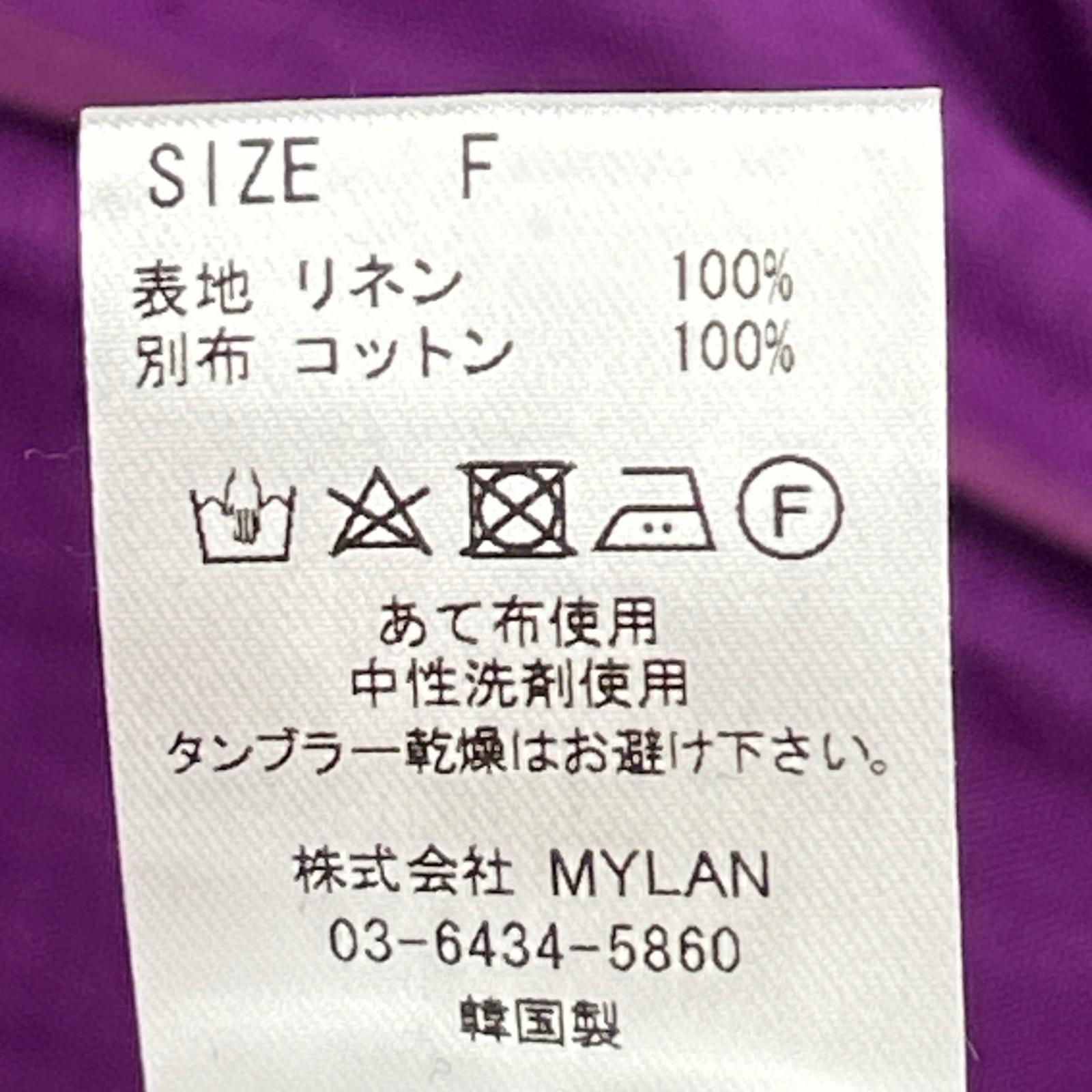 MYLAN マイラン MY19SS-OP029 パープル パガニーニ社製リネン ベルテッド ラッフルワンピース ワンピース