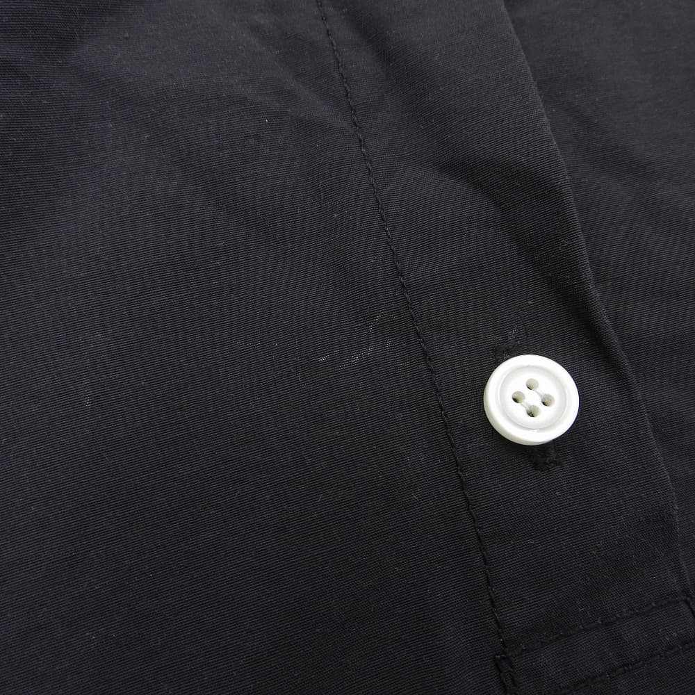ナイロン×コットン ホワイトステッチ ハーフボタン ノースリーブ ワンピース レディース ブラック F ワンピース F レディース