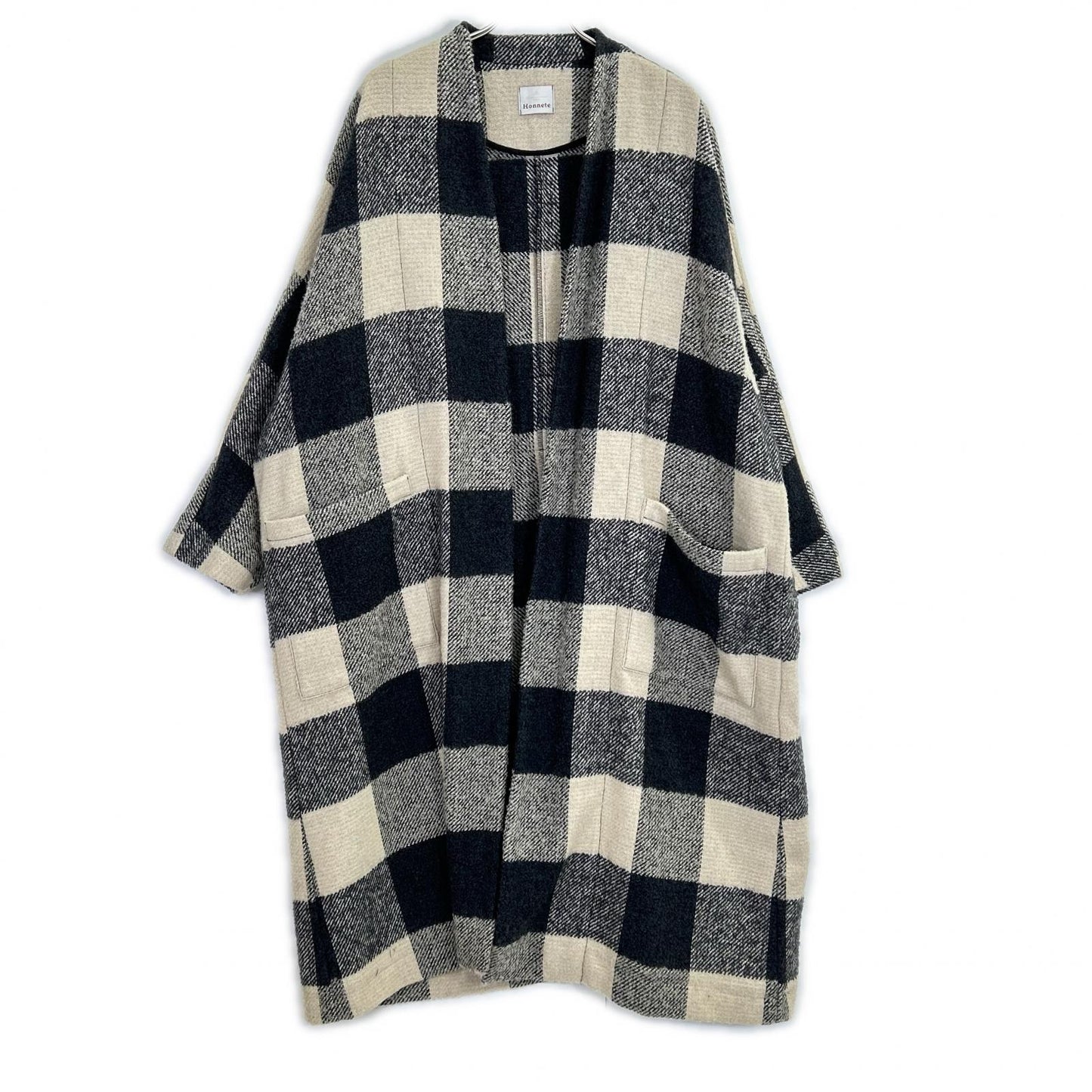 Honnete オネット 23AW HO-23AW CO19/CH ベージュ×グレー ループツイードチェック Dolman Gown Coat/ドルマンガウンコート コート