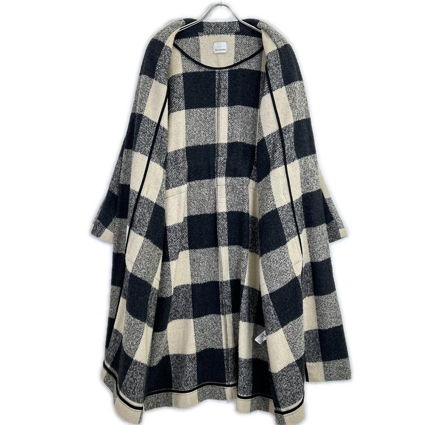 Honnete オネット 23AW HO-23AW CO19/CH ベージュ×グレー ループツイードチェック Dolman Gown Coat/ドルマンガウンコート コート