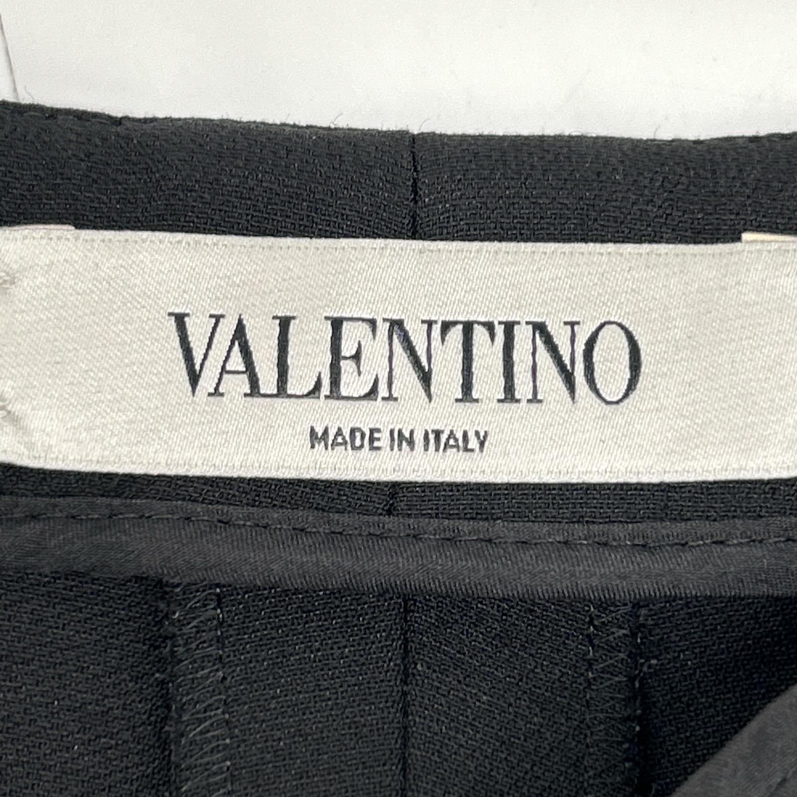 VALENTINO ヴァレンティノ P50201826-0001 ブラック ウール×シルク センタープレス アンクルワイドパンツ ボトムス