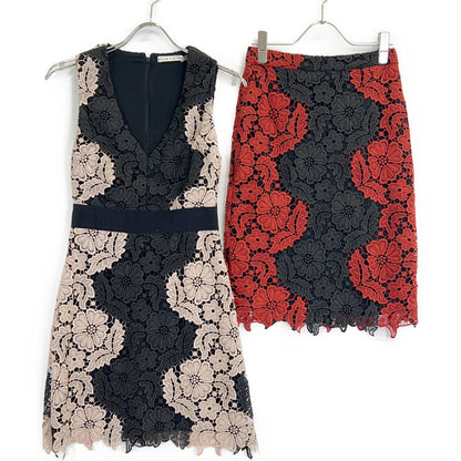 alice+olivia 爱丽丝+奥利维亚 花卉镂空无袖连衣裙/半身裙 共2件 套装