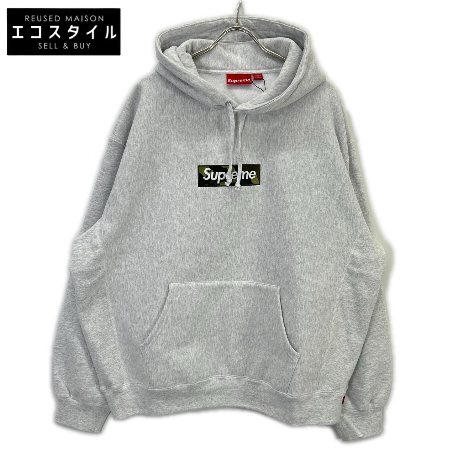Supreme シュプリーム 23AW 浅灰色 Box Logo 连帽卫衣 迷彩Box Logo连帽衫 上衣