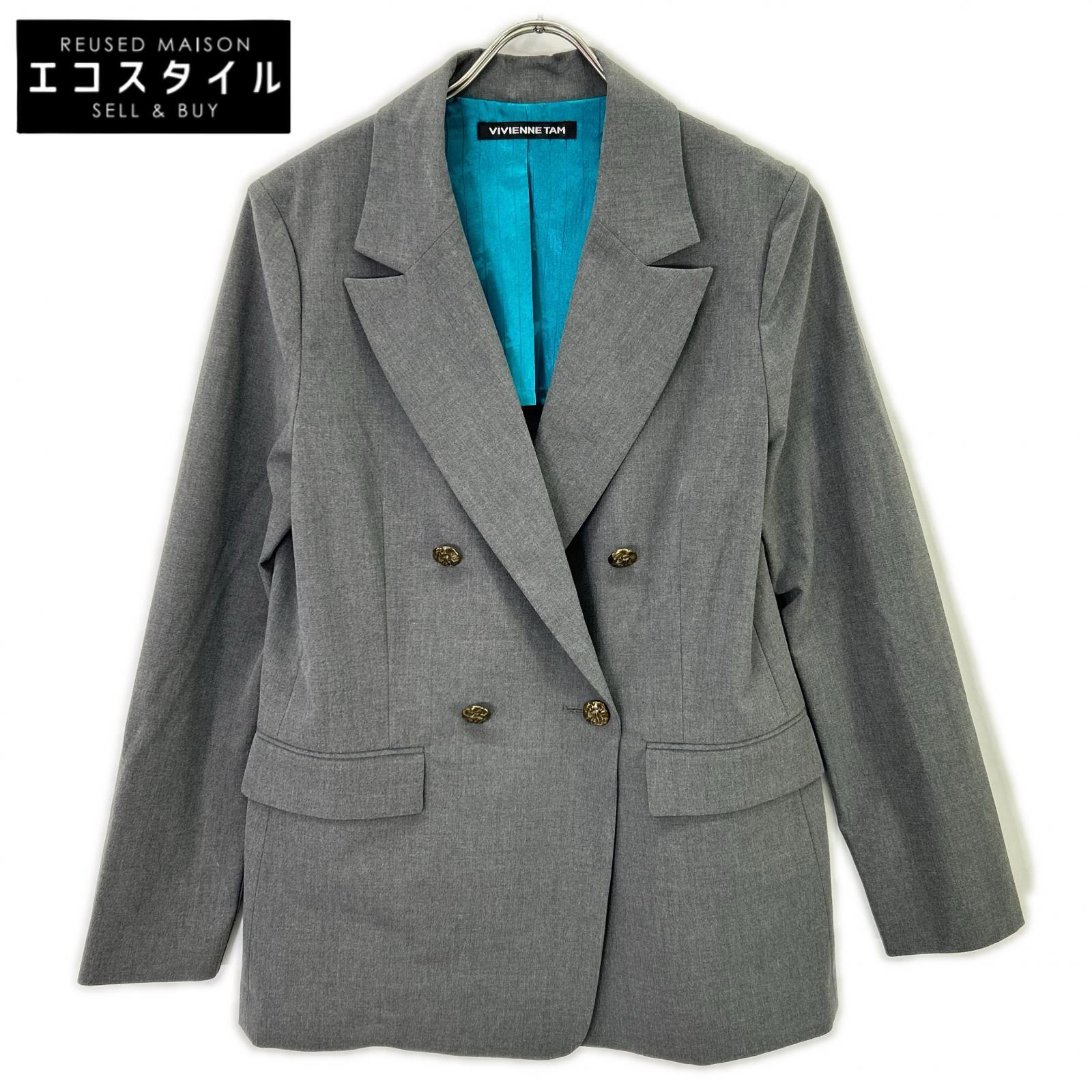 VIVIENNE TAM 15275956 Gray Rayon Blend TROPICAL 2WAY SUITING JACKET/Double-Breasted Tailored Jacket Bottoms