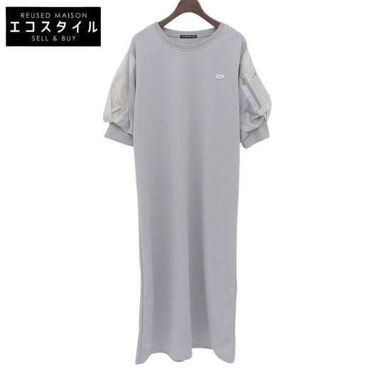 美品 グレー ミニエンブレムパッチ ジャージードッキング ジップスリーブ ワンピース 38 14175343 ワンピース 38 レディース