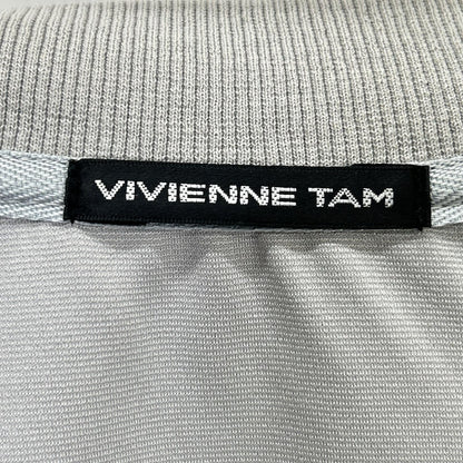 VIVIENNE TAM 谭燕玉 14175260 灰色 粘胶纤维混纺 迷你徽章 半袖 拼接拉链夹克