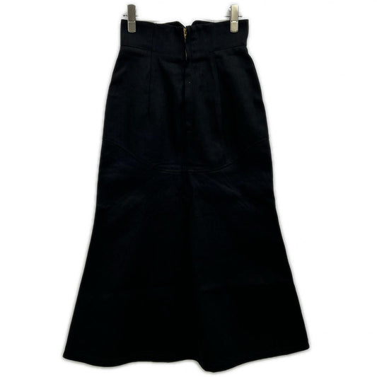 Mame Kurogouchi マメクロゴウチ 24FW MM24FW-SK092 ﾌﾞﾗｯｸ ｺｯﾄﾝ Cord Embroidery Detail Denim Skirt スカート 1