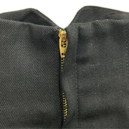Mame Kurogouchi 24FW MM24FW-SK092 Black Cotton Cord Embroidery Detail Denim Skirt Skirt 1