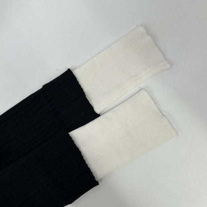 KAYLE K-1305 Black Cotton x Silk Layered Turtleneck Long Sleeve Knit Top F