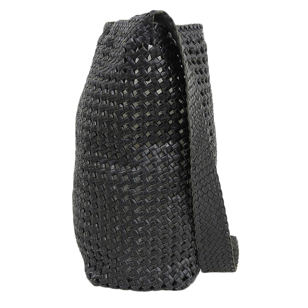 レン 美品 やぎ革 ゴートメッシュ ボックスショルダーバッグ レディース ブラック REN レン 美品 やぎ革 ゴートメッシュ ボックスショルダーバッグ