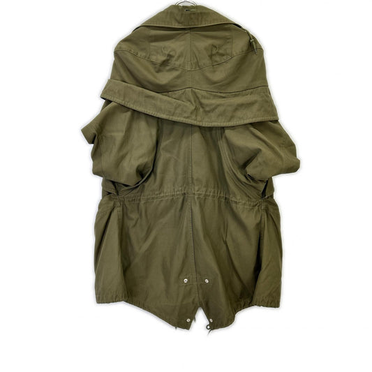 COMMEdesGARCONS JUNYA WATANABE コムデギャルソンジュンヤワタナベ JD-C035 カーキ コットン ウールモヘアライニング ドローストリング モッズコート コート