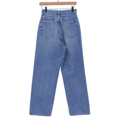 Dakota Cotton Zip Fly Center Press Straight Denim Pants Bottoms Women's Blue 23 723432HN Bottoms 23 Women's