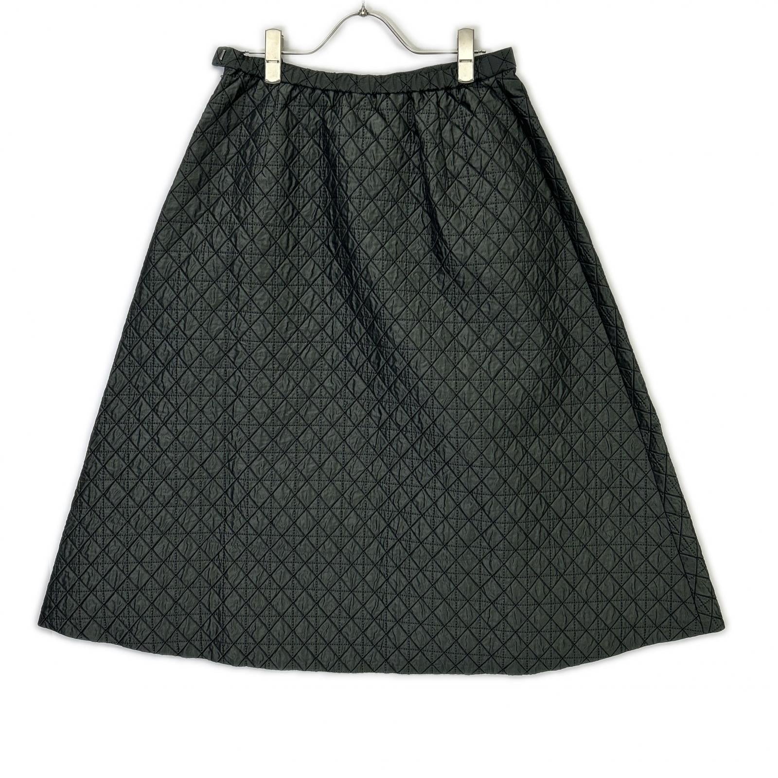UNITED ARROWS United Arrows 1524-1-620002 Dark Green Wool Blend Diamond Quilted Flare Long Skirt Skirt 38