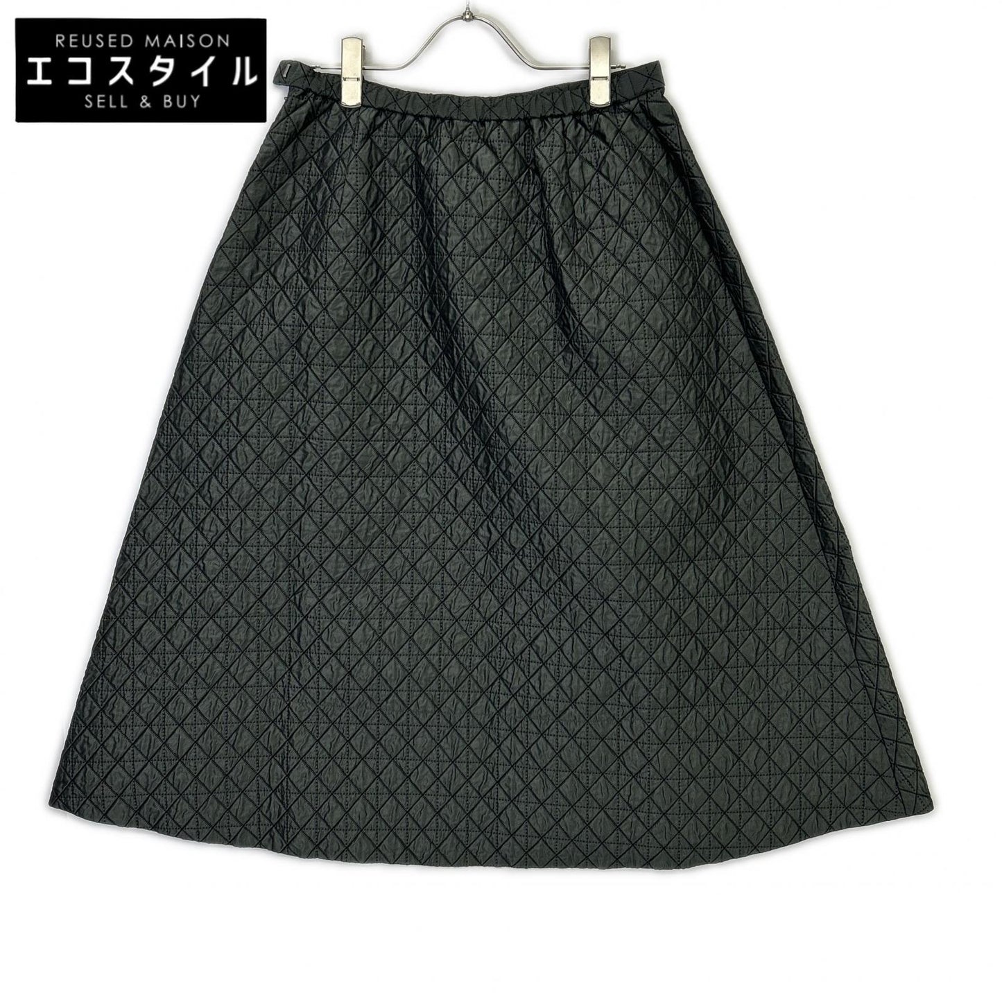 UNITED ARROWS United Arrows 1524-1-620002 Dark Green Wool Blend Diamond Quilted Flare Long Skirt Skirt 38