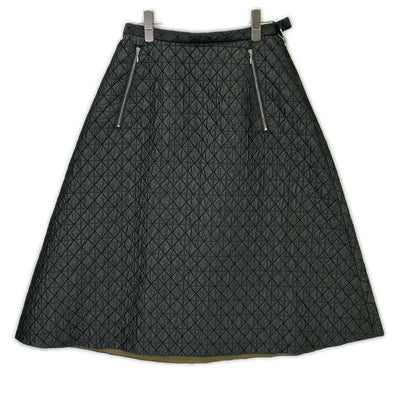 UNITED ARROWS United Arrows 1524-1-620002 Dark Green Wool Blend Diamond Quilted Flare Long Skirt Skirt 38