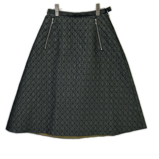 UNITED ARROWS United Arrows 1524-1-620002 Dark Green Wool Blend Diamond Quilted Flare Long Skirt Skirt 38
