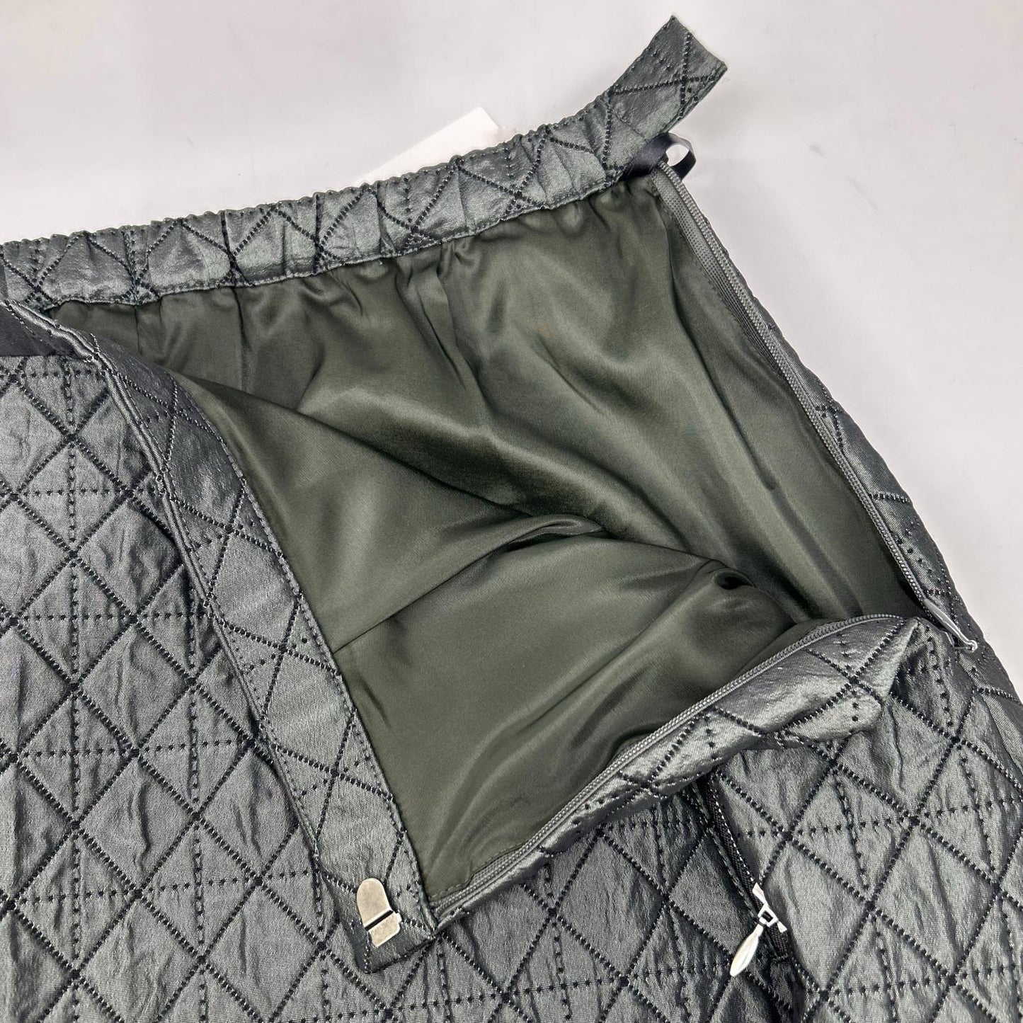 UNITED ARROWS United Arrows 1524-1-620002 Dark Green Wool Blend Diamond Quilted Flare Long Skirt Skirt 38