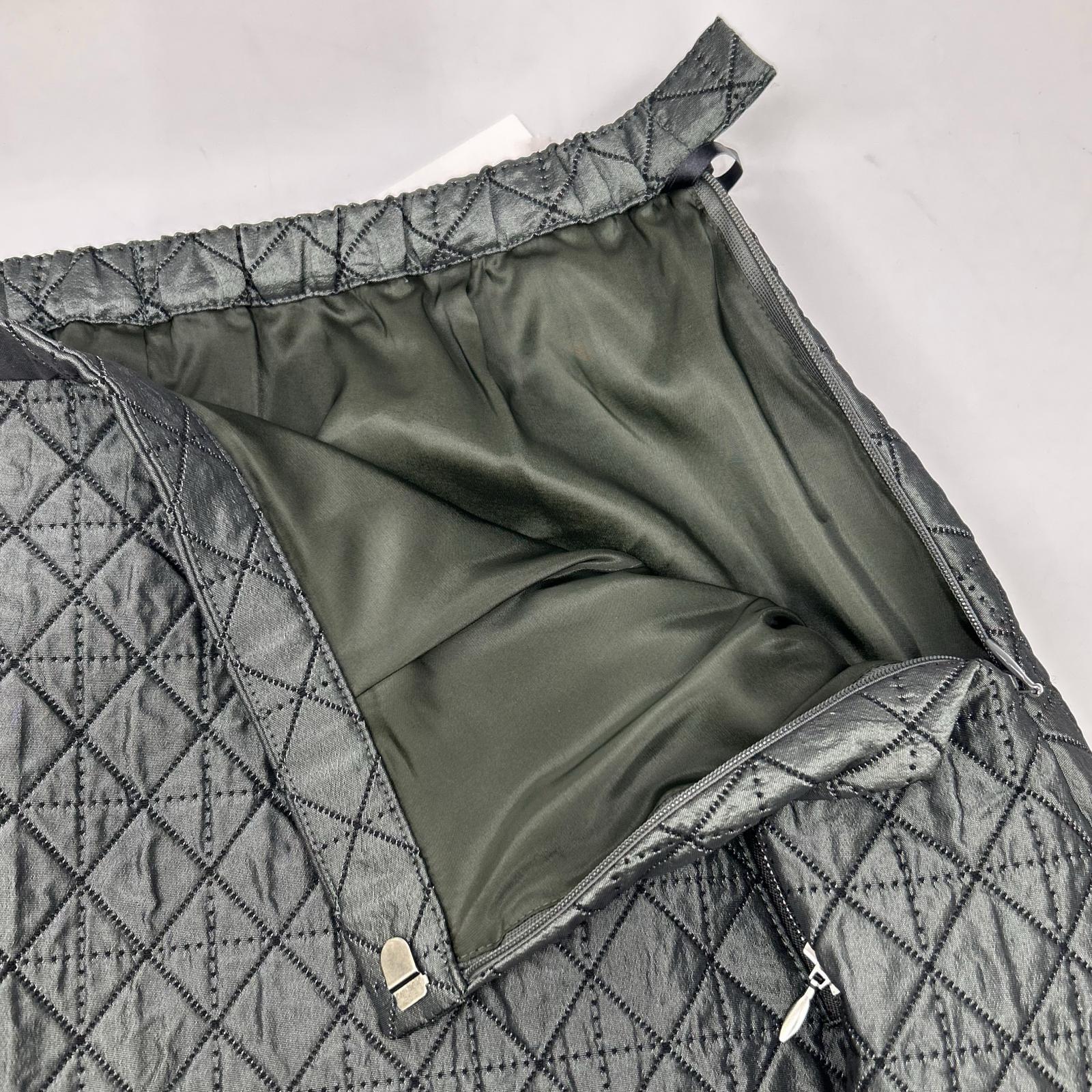 UNITED ARROWS United Arrows 1524-1-620002 Dark Green Wool Blend Diamond Quilted Flare Long Skirt Skirt 38